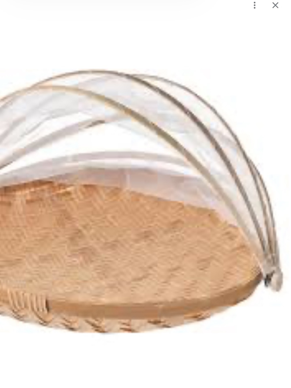 IKEA Beige Woven Basket with Foldable White Mesh Food Cover